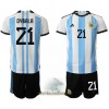 Officiële Voetbalshirt + Korte Broek Argentinië Paulo Dybala 21 Thuis WK 2022 - Kids